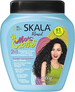 SKALA Mais Cachos 2-in-1 Curly Hair Treatment Cream & Leave-In Conditioner, Vegan Shea Butter Castor Oil Mask, Anti-Frizz Hydration, 1000g