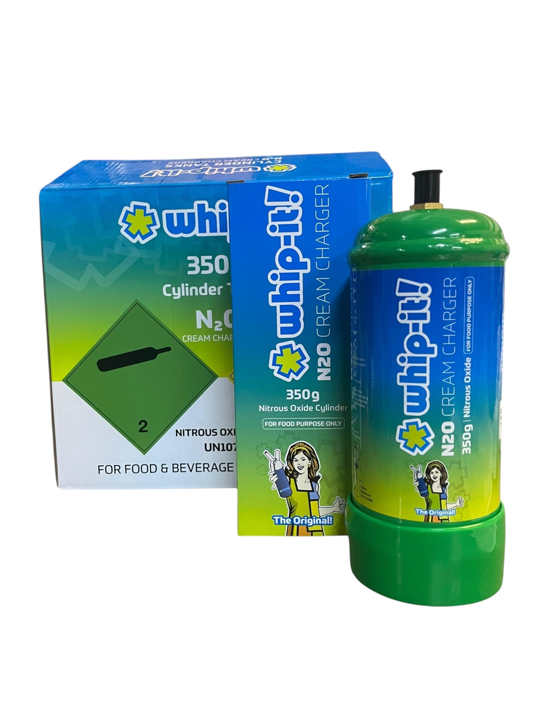 Whip-It! The Orignal Premium N2O - Nitrous Oxide - Pure Culinary Gas 350g Cylinder/Tank Cream Charger- Pure Food-Grade Culinary Gas with Standard Dispensers For Food Purpose Only