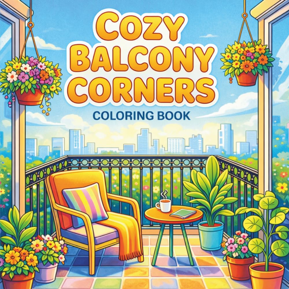 Cozy Balcony Corners Coloring Book: Relaxing Balcony Corner Scenes with Cozy Apartment Spaces, Small Garden Nooks and Outdoor Designs | Hygge-Inspired ... (Comfort Corner Retreat Coloring Series)