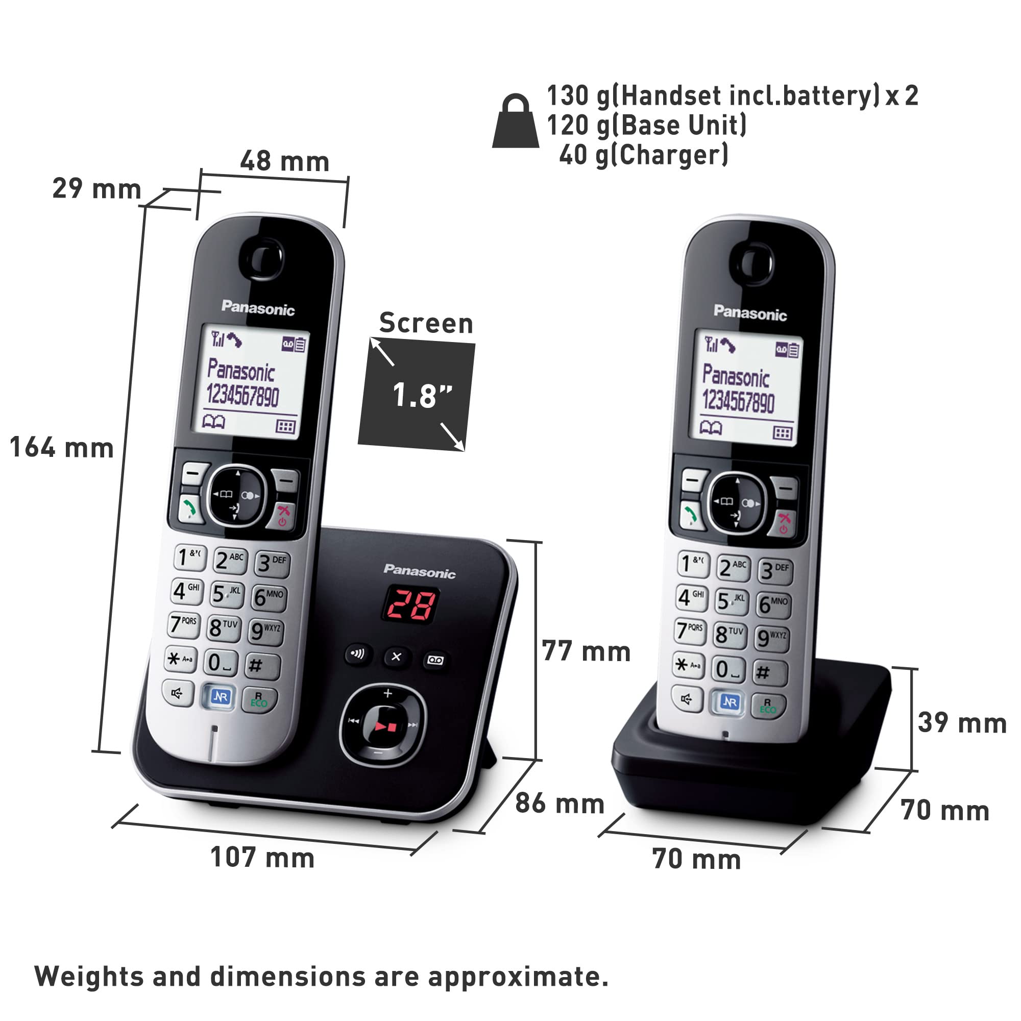 Panasonic KX-TGU430EXB DECT Telefoon met Groot Display/Toetsen - Zwart