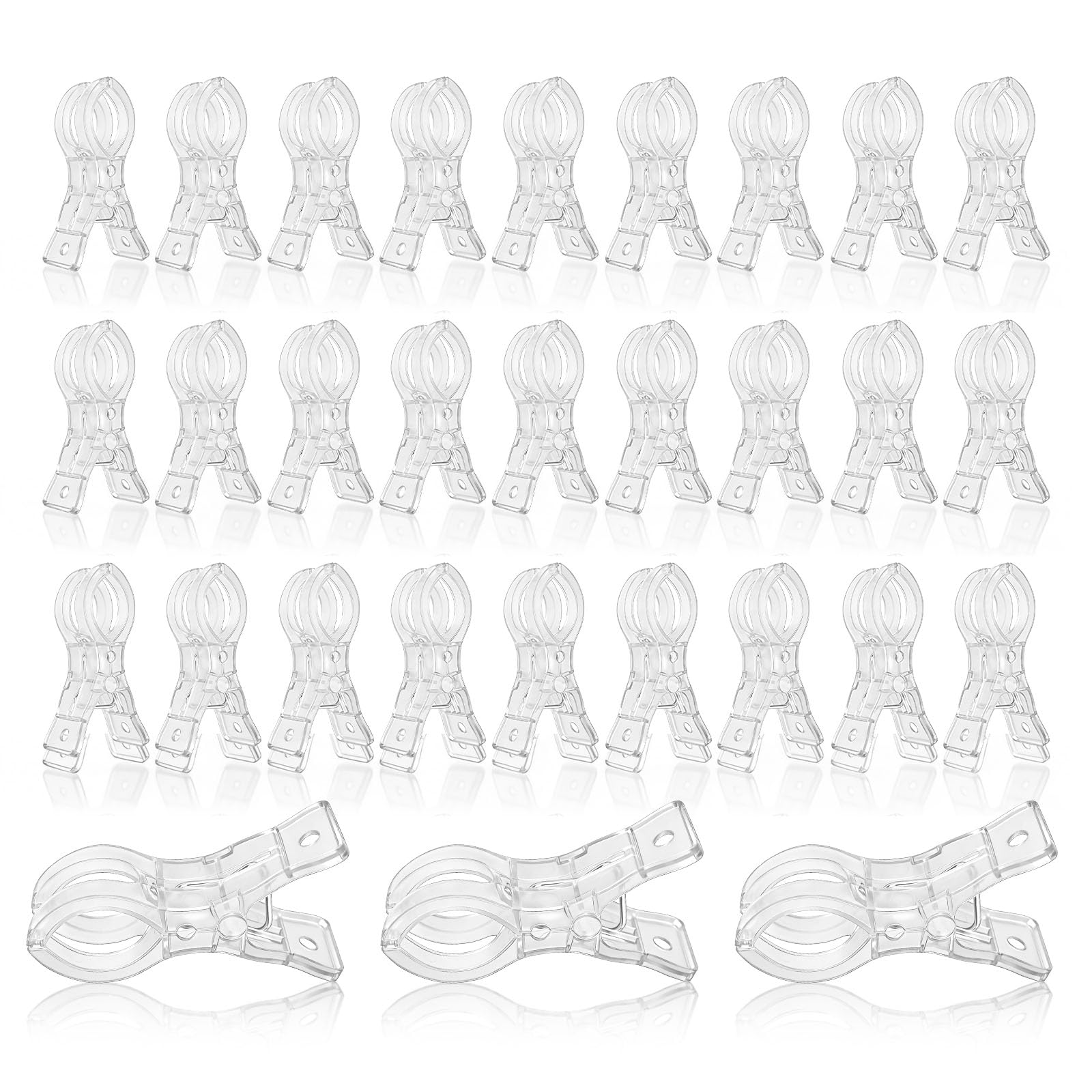 Lot de 30 grandes pinces à ressort transparentes pour arche de ballons, fête, anniversaire, mariage, studio photo de 8,9 cm