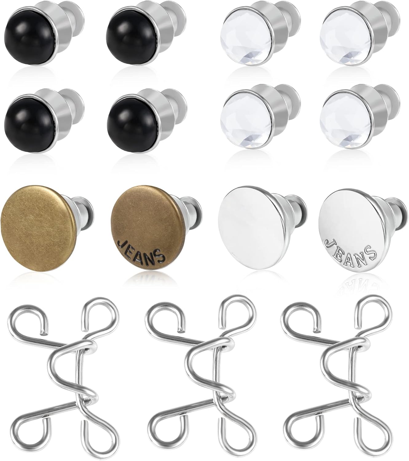 12PCS Button Pins for Jeans, No Sew and No Tools Instant