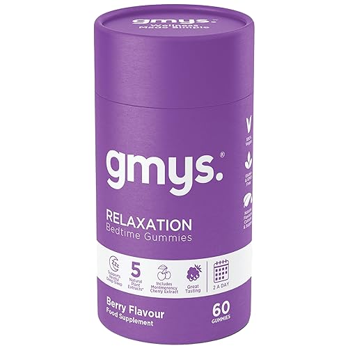 Gmys - Relaxation Bedtime Sleep Aid - 60 Gummies - Montmorency Cherry Tart Extract with Melatonin Gummies - Sleep Gummies with a Calming Blend of L-Theanine, Chamomile, Lemon Balm and Lavender