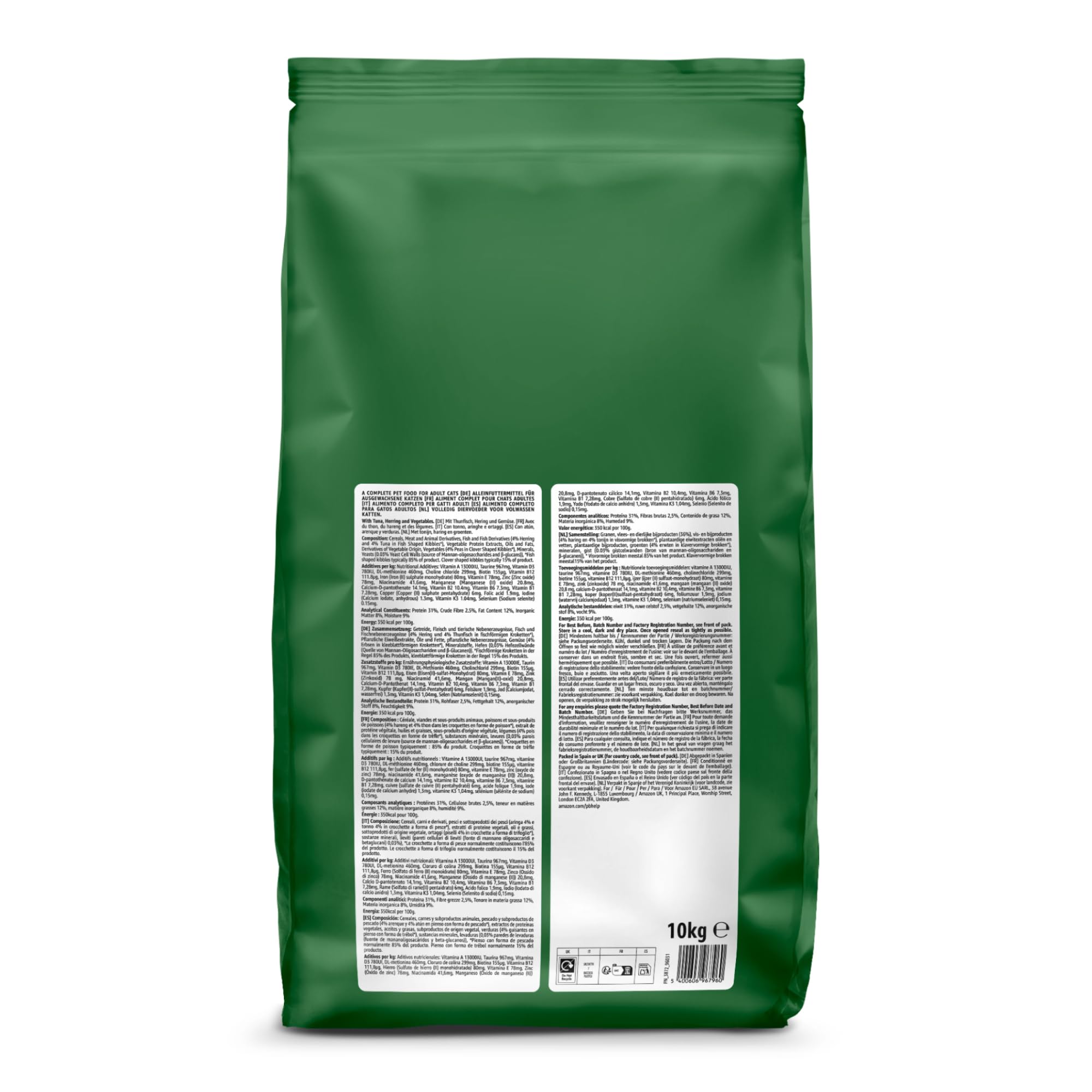 by Amazon Croquettes complètes pour Chats Adultes au Thon et Hareng,10kg, Lot de 1