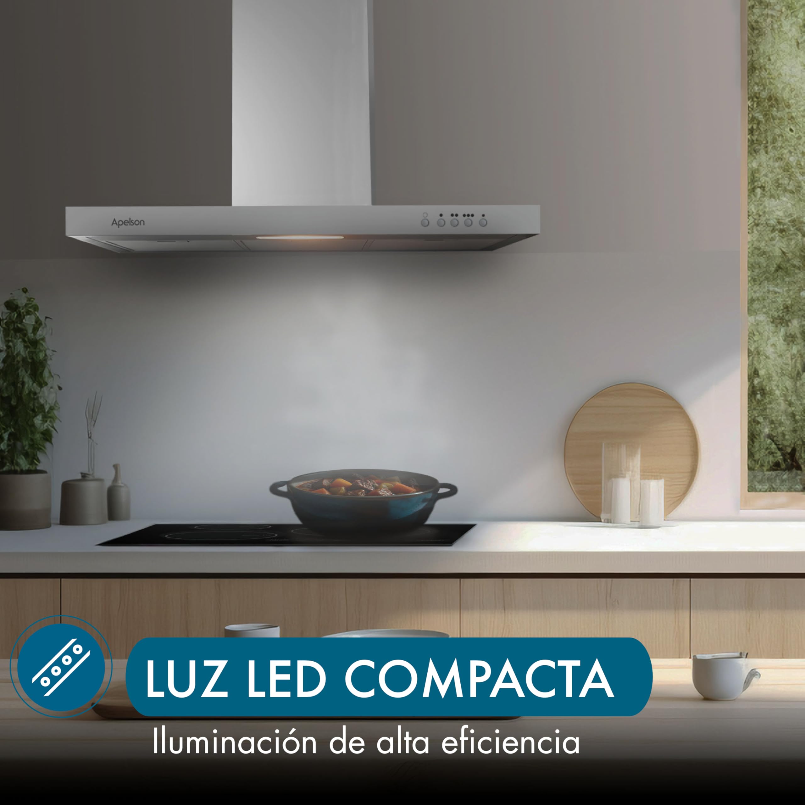 Apelson Okap kuchenny TALIA 901 X/A 3-poziomowy wyciąg sterowanie mechaniczne pojemność 299 m3/h Cichy 61 dB LED Łatwa instalacja Kolor szary stal nierdzewna