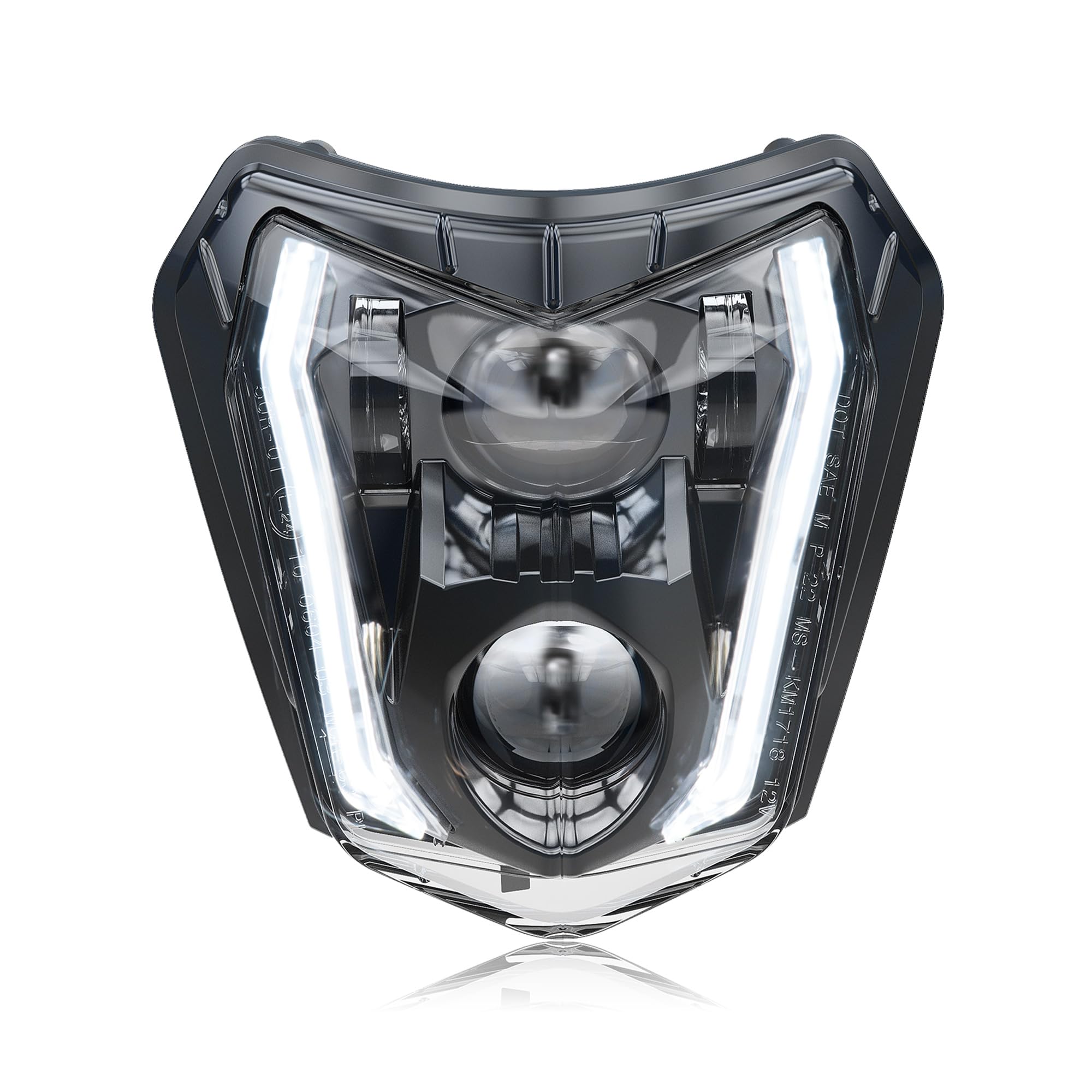 RAMJET4X4 LED Motorcycle Headlight Dirt Bike DRL Headlamp with Bezel Compatible With Motocross Pit Bike Enduro ATV Supermoto 150 250 350 450 500 SX XCW EXC SXF XC SMC R 690