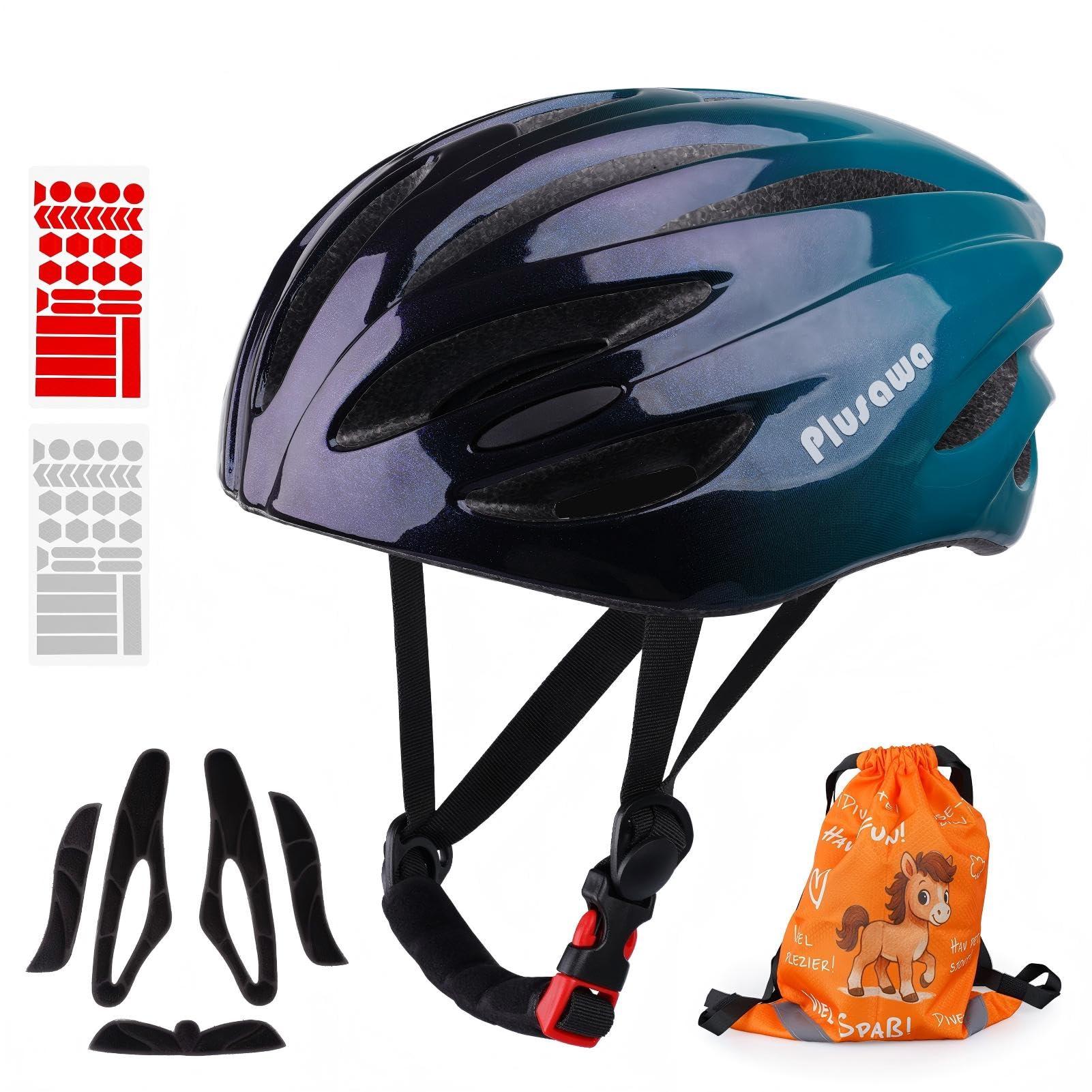 Plusawa Kids Helmet for 5-18 Years, Lightweight PC Shell, Interior Padding, Adjustable Multi-Sport Kid Helmet Skateboard/Cycling/Scooter/Skating 52-56 cm