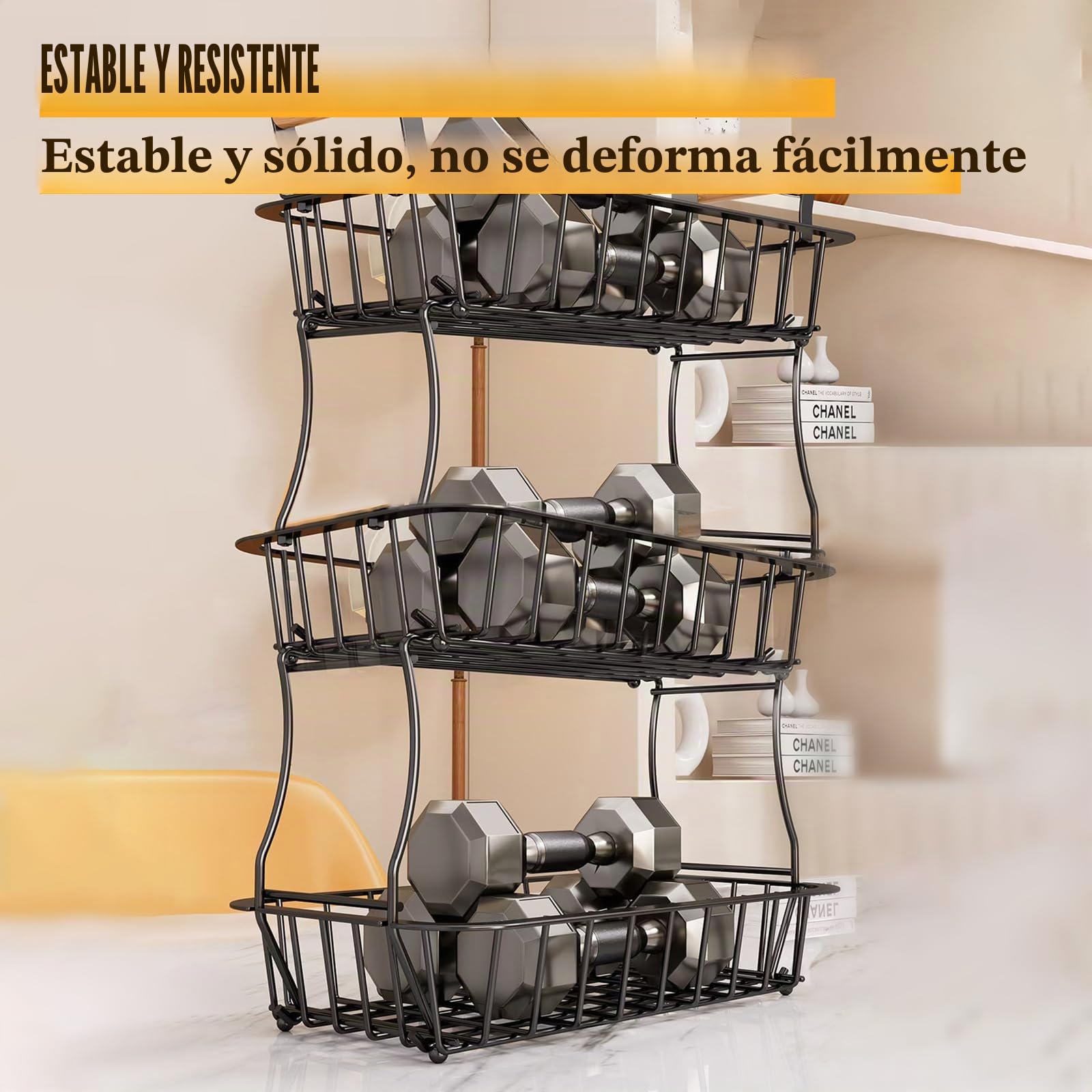 Fruteros de Cocina de 3 Niveles, Cesta de Frutas de 2 Niveles, Soporte de Almacenamiento de Aperitivos, Soporte de Alambre de Metal para Frutas, Verduras y Pan, para Encimera de Cocina (A)