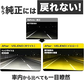 Amazon | VELENO H8 H11 H16 実測値 16000lm イエロー フォグランプ