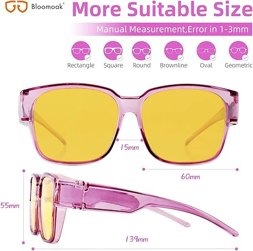 Miniatura 3 de Bloomoak - Lentes de conducción de noche para usar sobre lentes graduados, para hombres y mujeres, polarizados, antideslumbrantes