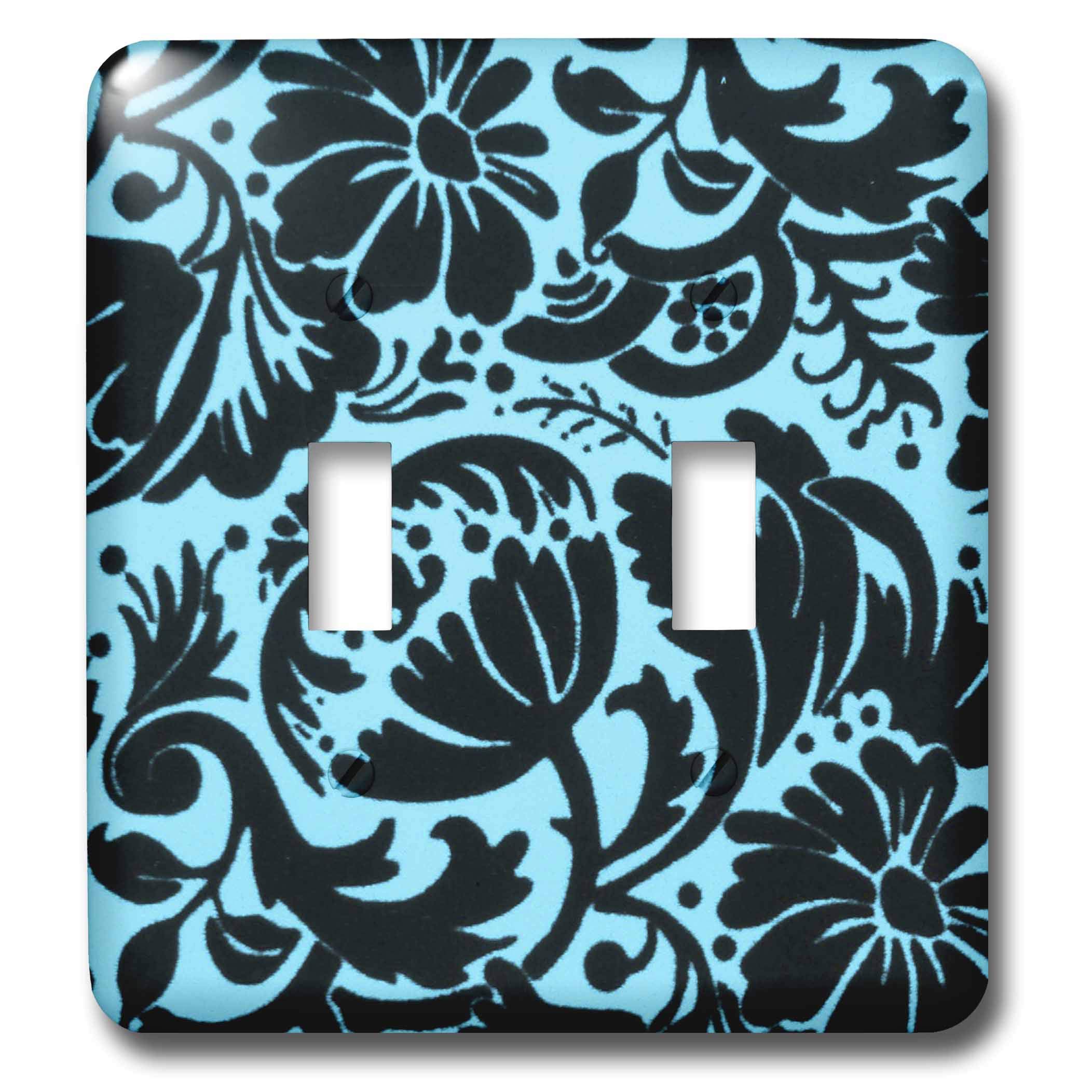 Interrupteur à bascule motif floral noir et turquoise double 3dRose lsp_35204_2