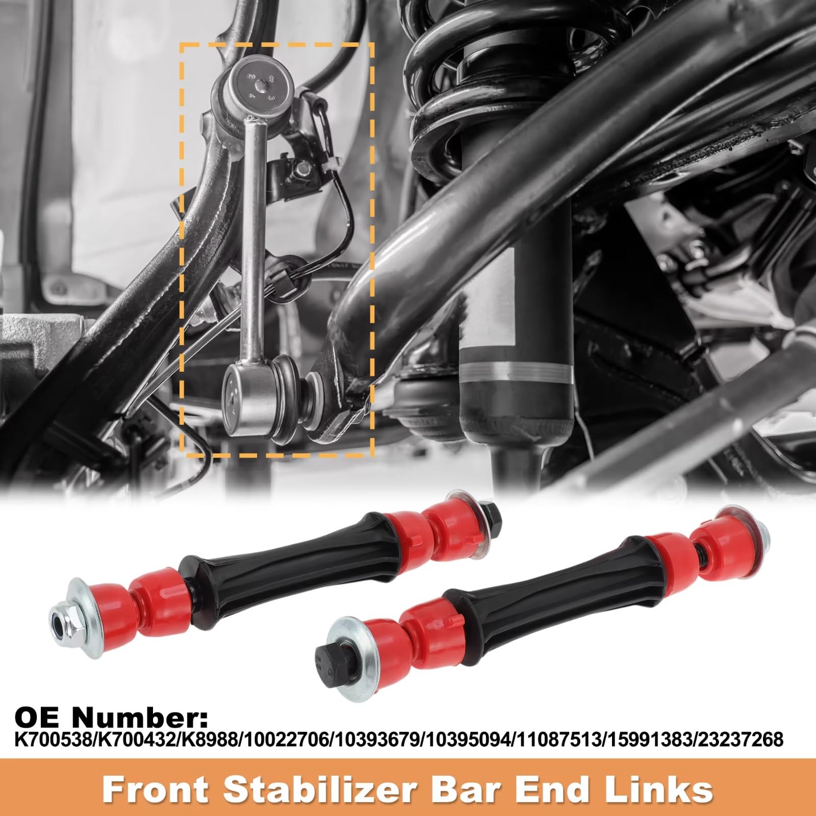 Kit de 2 bieletas de Barra estabilizadora Delantera, bieletas de Extremo de Barra de suspensión K700538, Compatible con Chevrolet para Tahoe 2004-2019 y Avalanche 2007-2013.