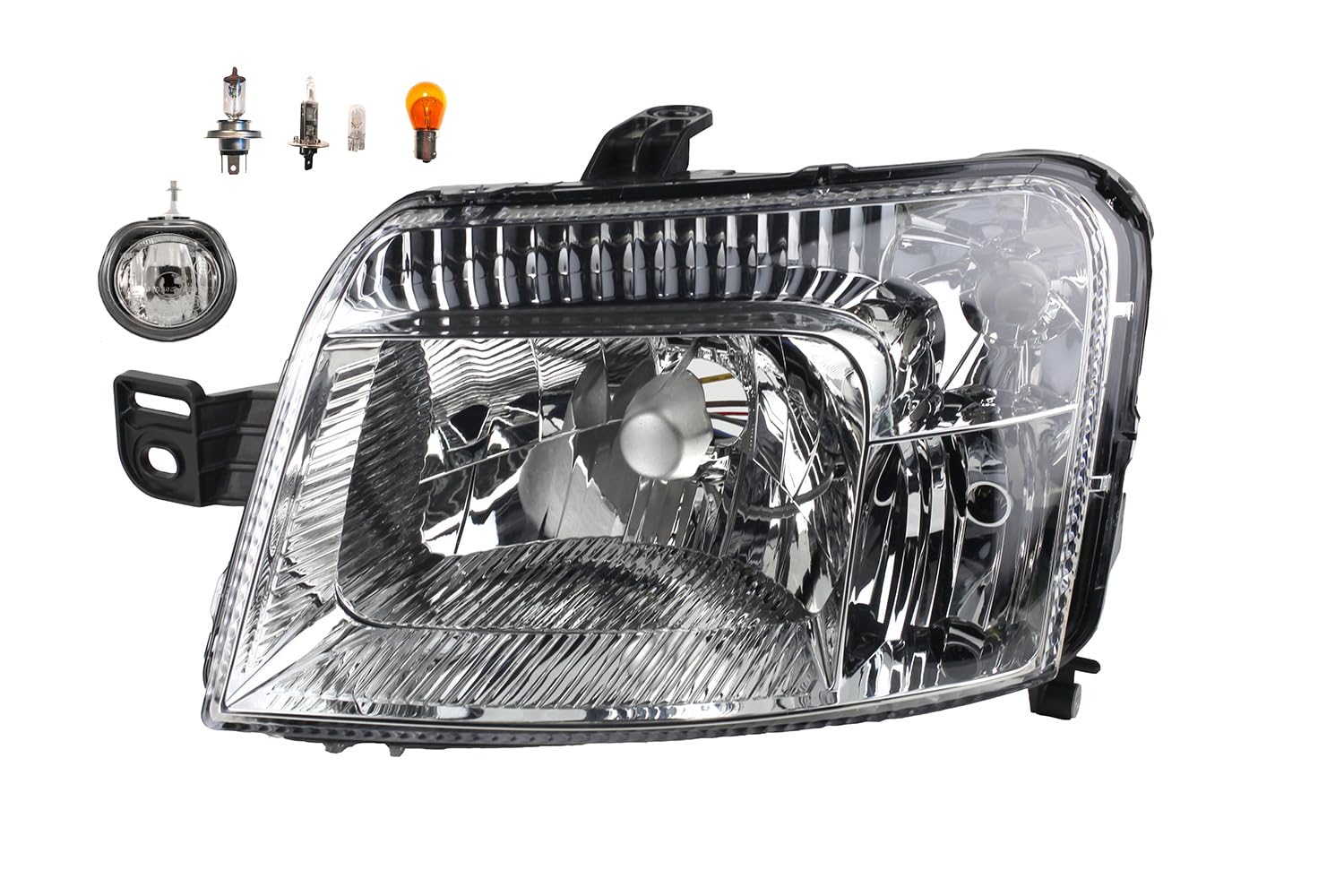 Johns, Faro halógeno delantero principal apto para Fiat Panda 169 09/03 – 07/09 H4 izquierda + faros antiniebla + bombilla