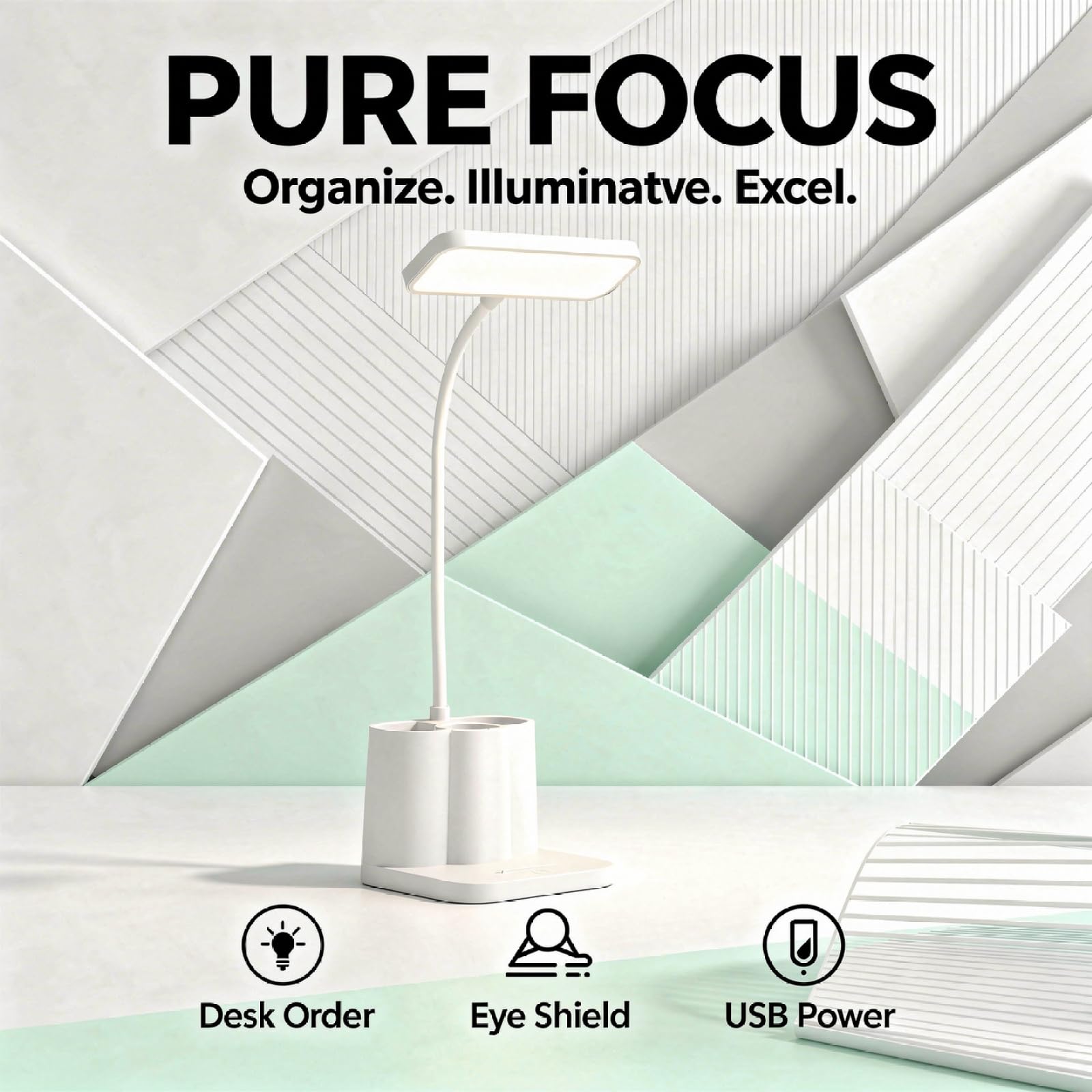 Lámpara de escritorio pequeña, luz de lectura LED con soporte para bolígrafo, lámpara de mesa recargable por USB, atenuación continua, temperatura de color ajustable, uso inalámbrico o con cable