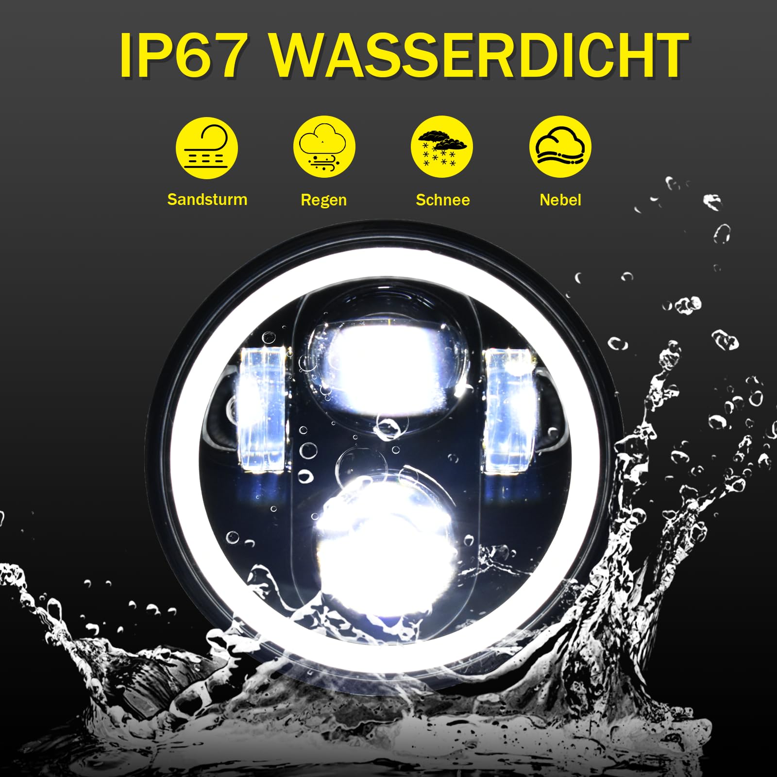 5,75 LED Motorrad Runder Scheinwerfer E-geprüft DRL Fern- und Abblendlicht für Simson S51 S70 S50 S50B Tuning