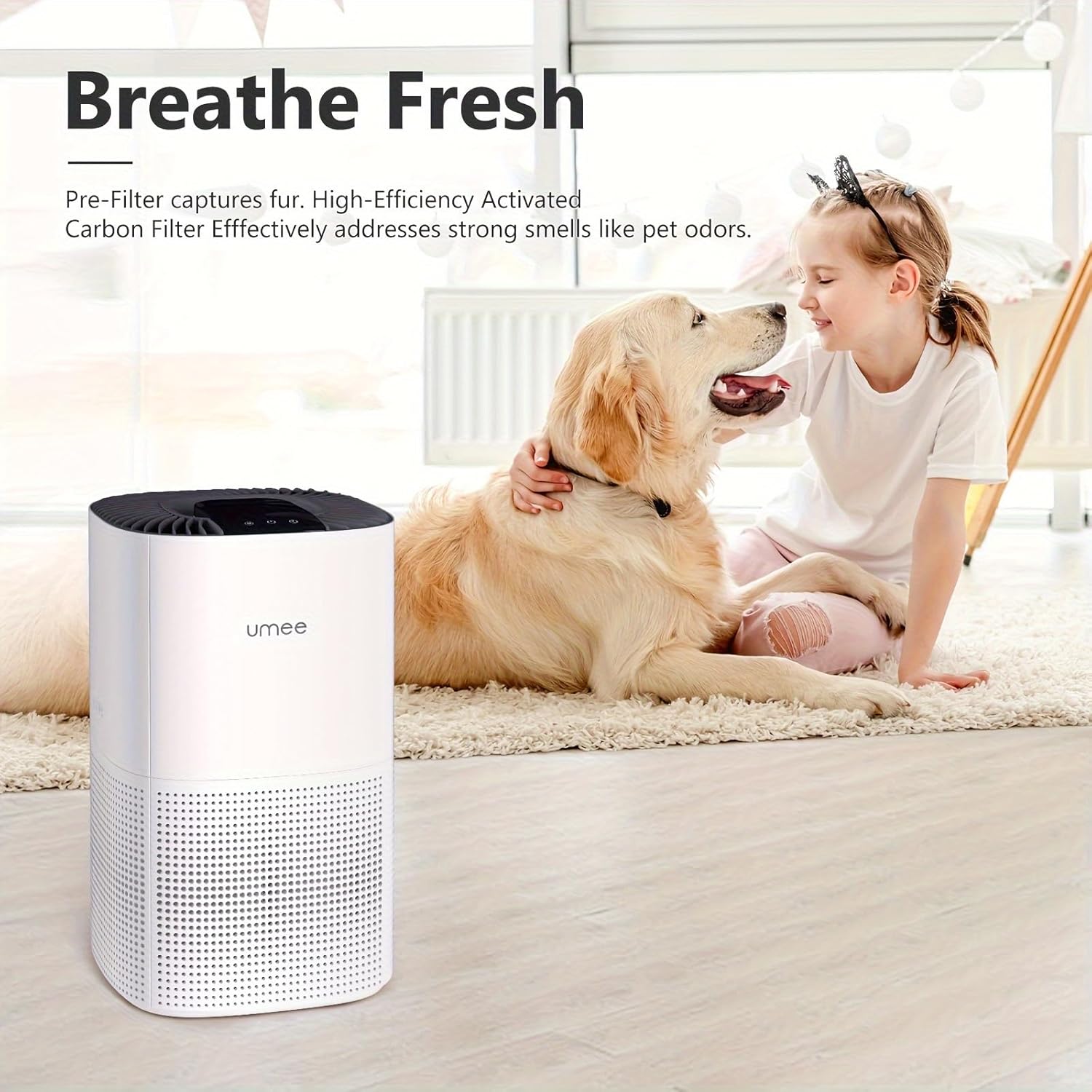 Air Purifier for Home Bedroom, Circulating Air for Room Up to 540 ft², Sleep Mode with 24 dB Quiet, 4 Modes, 12 H Timer, Portable for Office, Dorm, Kitchen, Living Room, White