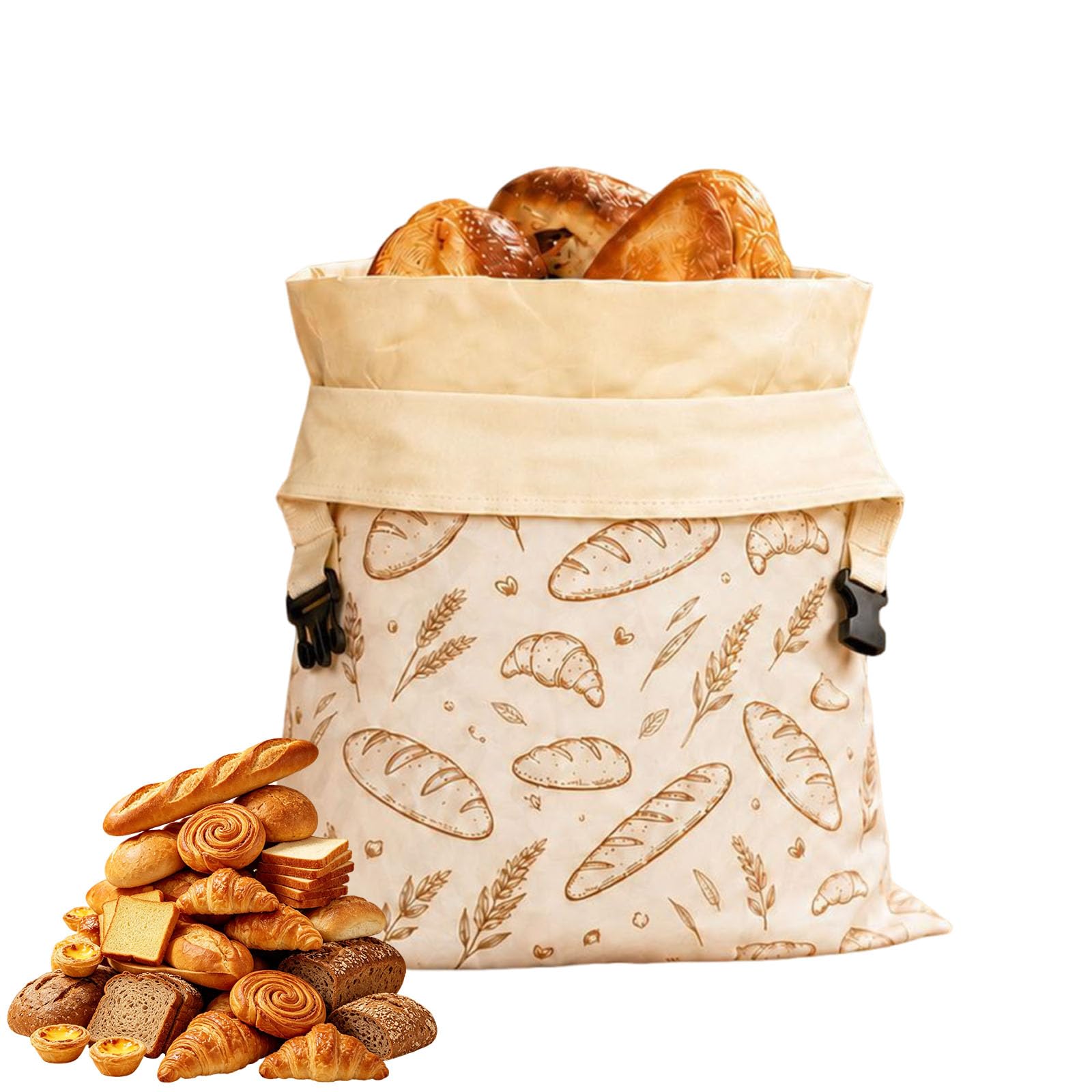 Jorcedi Extra Large Beeswax Bread Bags, Reusable Cotton Linen Fresh Storage Pouches For Homemade Sourdough & Artisan Bakery Loaves. (B-1Pcs)