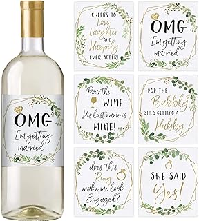 Printed Party Engagement Celebration Gift, Bachelorette, 6 Wine Bottle Labels