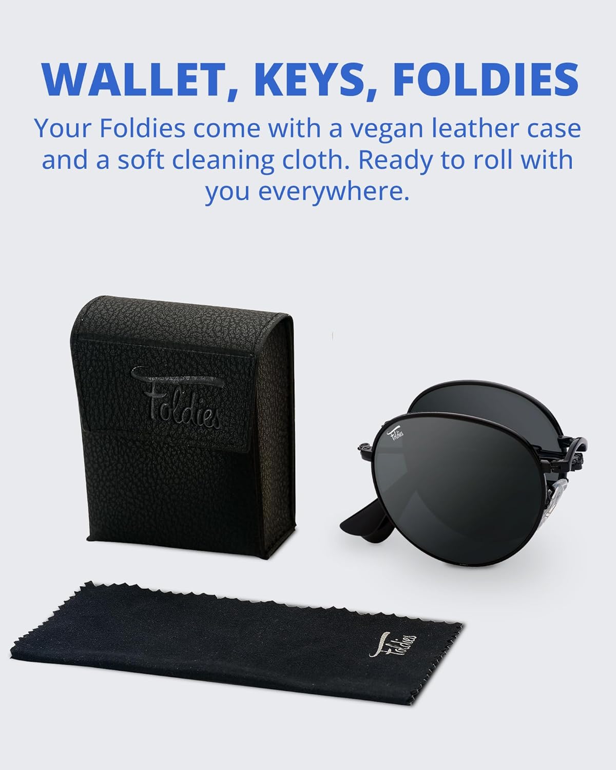 Round Folding Sunglasses Polarized, UV400, UVA, UVB Protection for Men Women, Folding Sunglasses Leather Case - Image 5