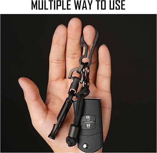 Miniatura 2 de KeyUnity KM14BK Titanium EDC Bottle Opener Keychain Clip with D Ring &amp; KA15BK Swivel Ring Bundle