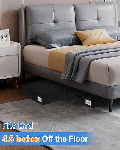 Miniatura 2 de Contenedores de almacenamiento debajo de la cama, contenedor de almacenamiento debajo de la cama de perfil bajo de 4.5 pulgadas de alto, organizador