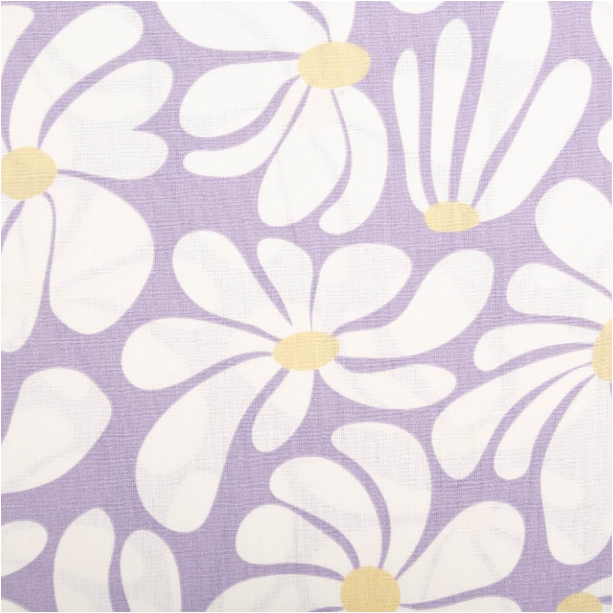 Cotton Fabric Poplin Retro Flowers Purple White 1.45 m Width Sold by the Metre Ideal for Clothes, Sweaters and Blankets (145 cm Width)