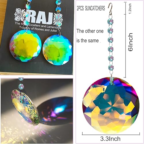 Miniatura 2 de Prismas circulares de cristales colgantes de 2PCS 2.953 in3 pulgadas para atrapasoles de ventana, para el hogar, jardín, para el día de la madre,