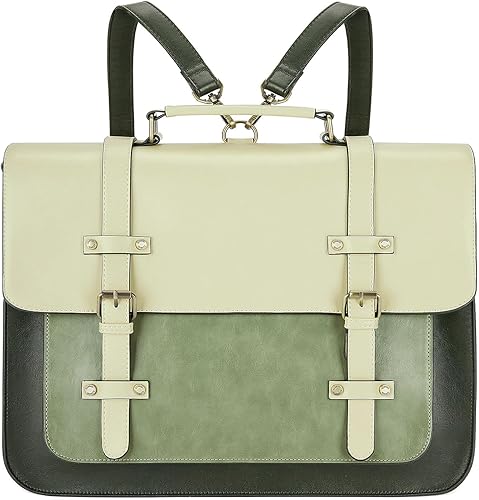 ECOSUSI Bolsa de mensajero de cuero vegano para mujer, bolso de mensajero de moda, mochila de 15.6 pulgadas para computadora