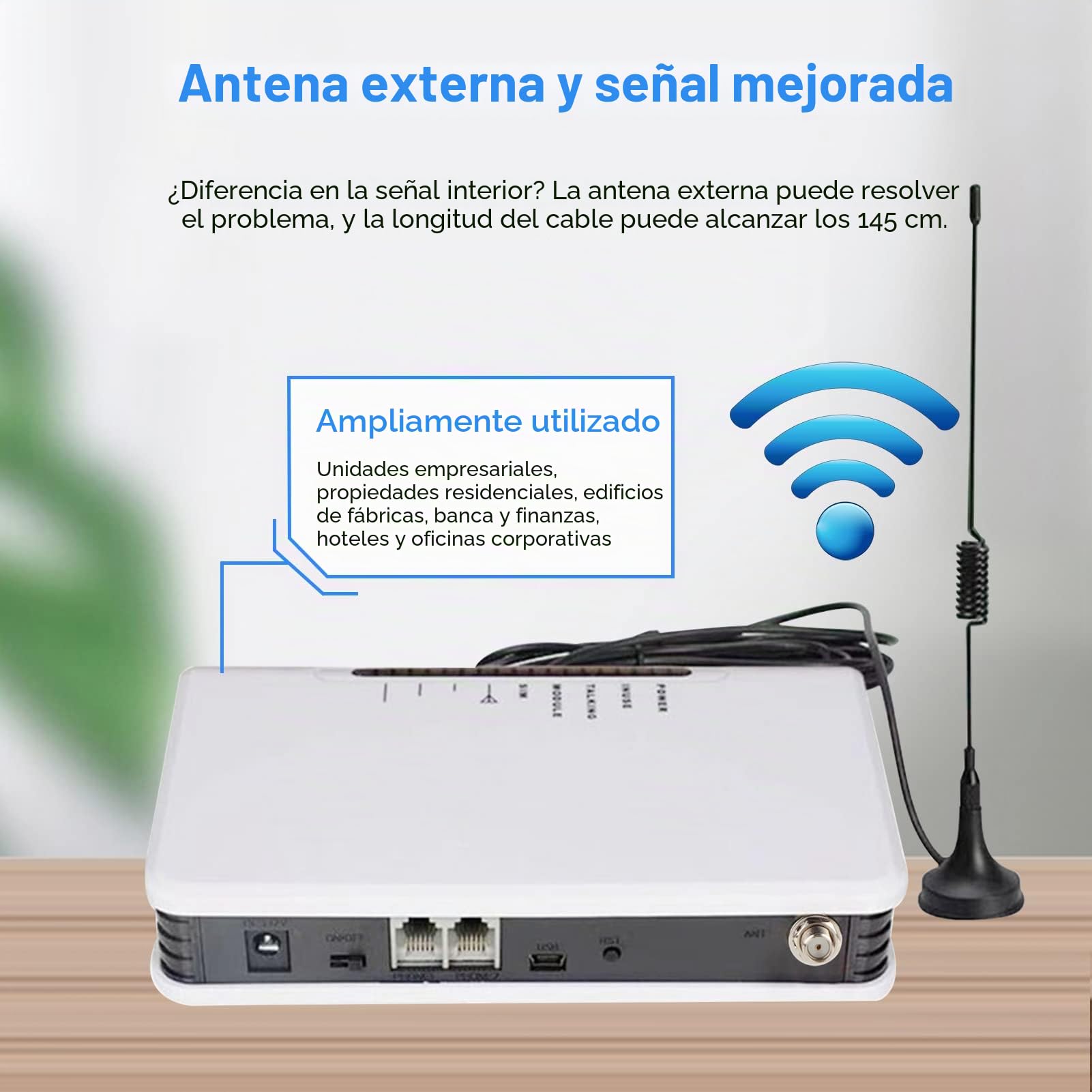 Terminal Inalámbrico Fijo, Inalámbrico a Caja de Teléfono con Cable gsm el Trabajo de 24 Horas Puede Conectar la Antena del Registrador de Alarma de la Caja del Teléfono(Blanco)