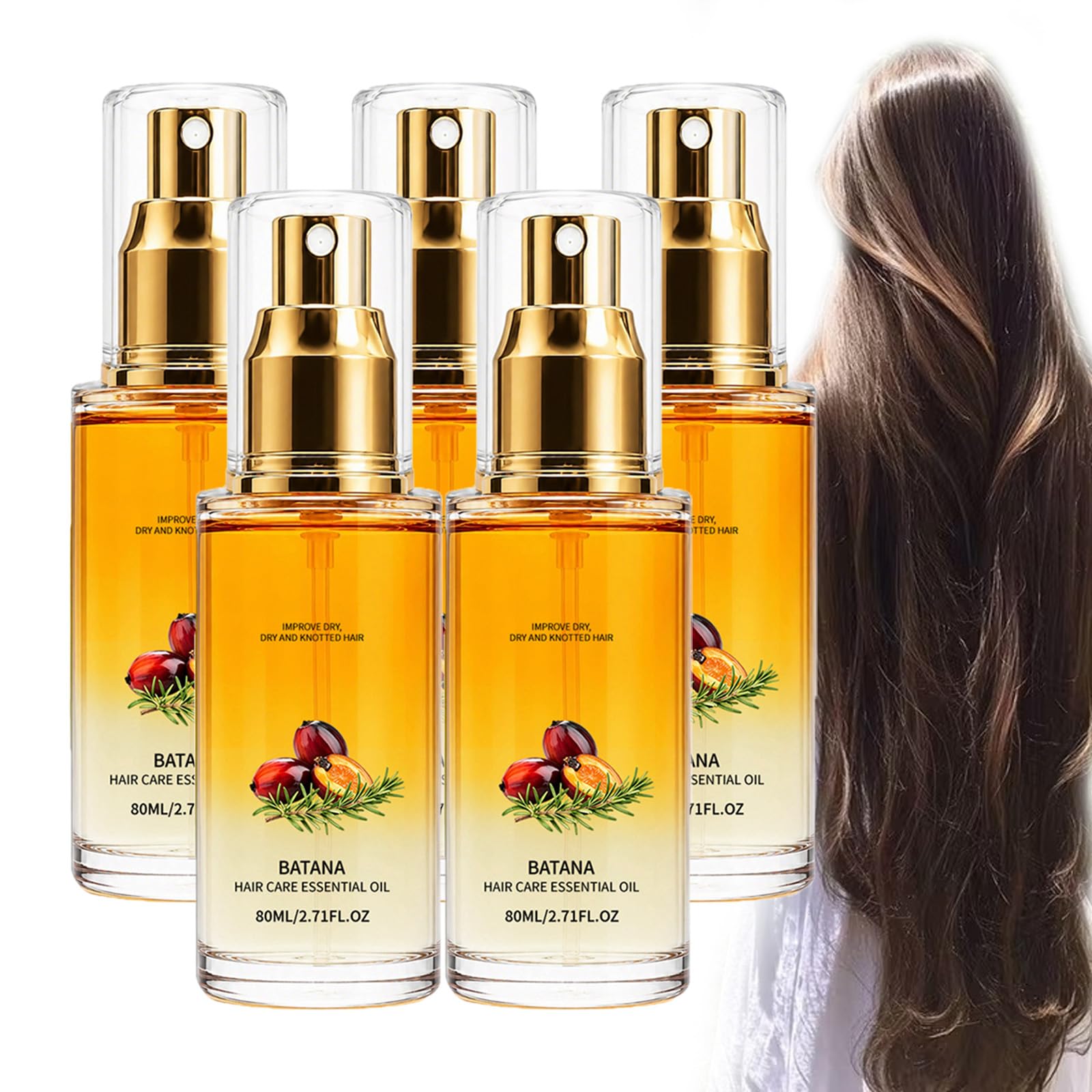 Wqkq - Olio spray per capelli con jojoba e burro di karitè, balsamo leggero senza risciacquo, per capelli secchi, ribelli o ricci, ammorbidisce e liscia (5 pezzi)
