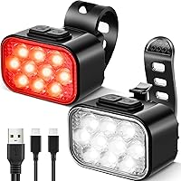 Victoper 10 LED Bike Lights: Super Bright USB Rechargeable Headlight & Taillight Set, 8+9 Modes, Waterproof for Night Riding Safety