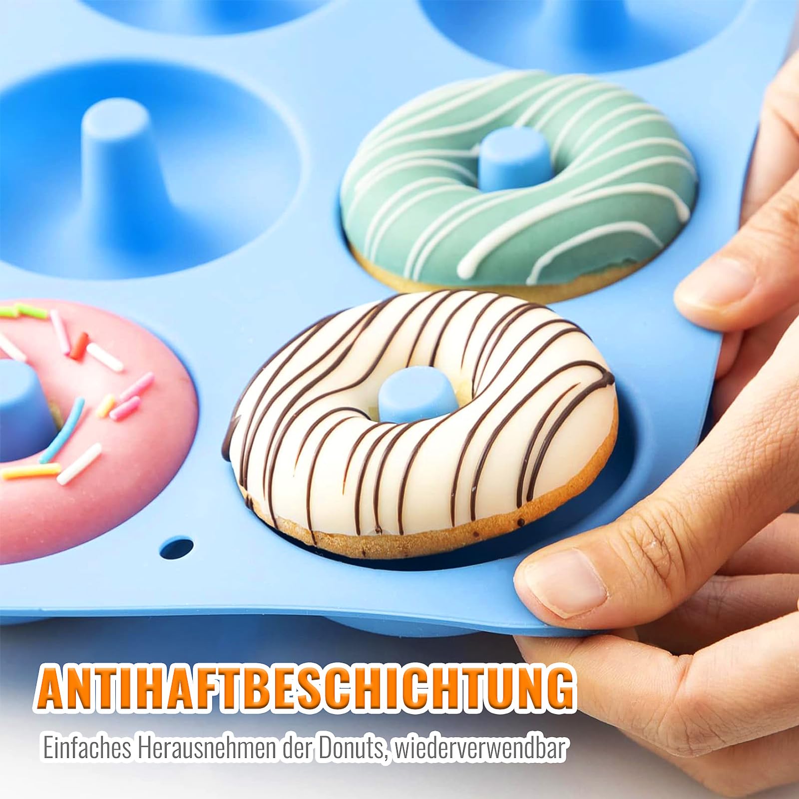 Moule à Donuts En Silicone - 2 Pièces (Vert + Rose) | 6 Cavités Anti-Adhésives | Four, Micro-ondes, Lave-Vaisselle