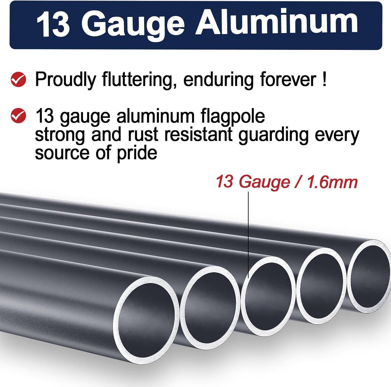 25FT Heavy Duty Flag Pole -Extra Thick Aluminum Flagpole kit with 5x3 Nylon Embroidered Flag for Outside Yard,Outdoor,Commercial or Residential-Ground - 100MPH Wind Tested,Grey