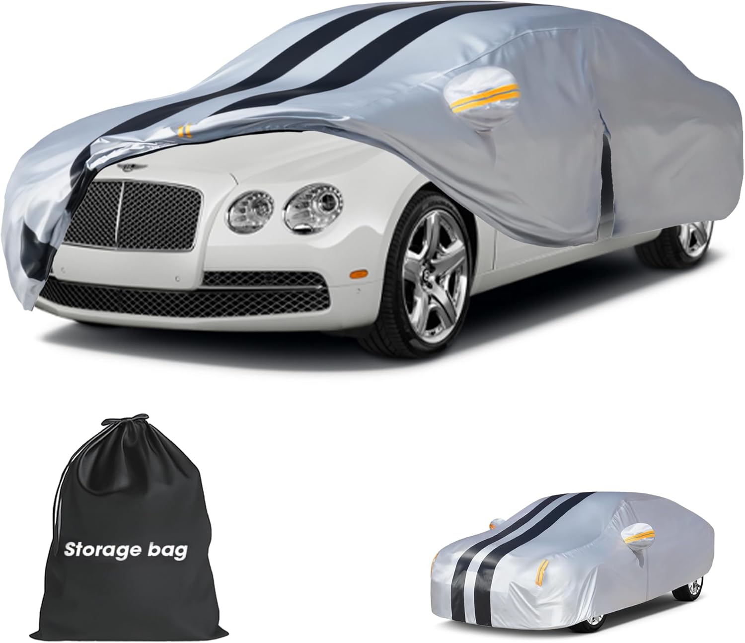 Multi-Layer Car Cover Custom Fit for Bentley Flying Spur(2013-2026), 100% Waterproof All Weather for Automobiles, Gift with Towel, Heavy Duty Car Covers for Rain Sun UV Protection with Door Zipper.
