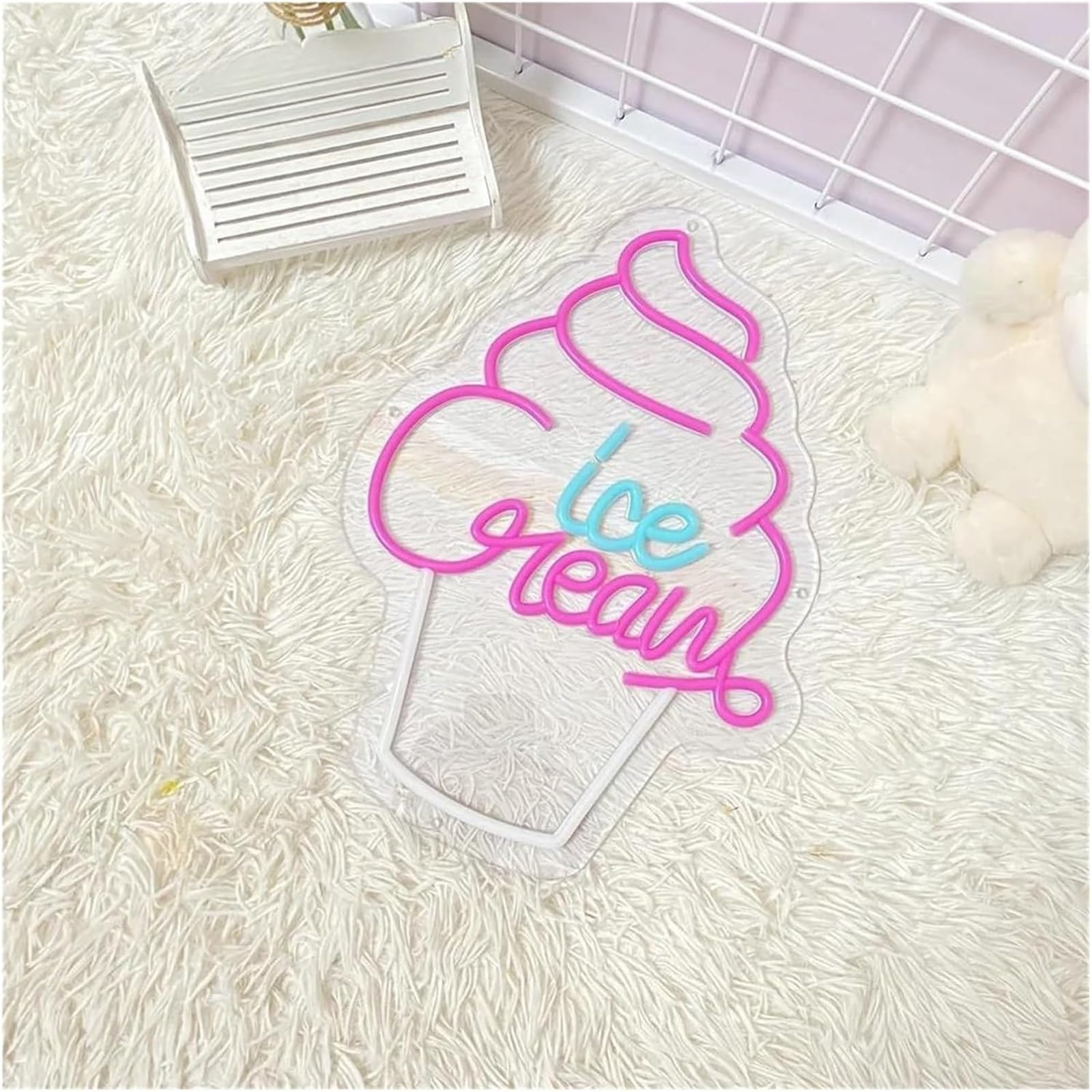 Insegna al neon con scritta "Benvenuto gelato" utilizzata per la decorazione di ristoranti, bar e negozi, 30 cm × 40