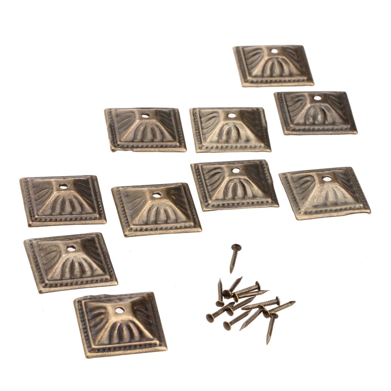 Clous, Punaises, punaises de rembourrage, pouce, décoratives meubles, 50 pièces 21x21mm fer en laiton antique clou bijoux boîte cadeau canapé
