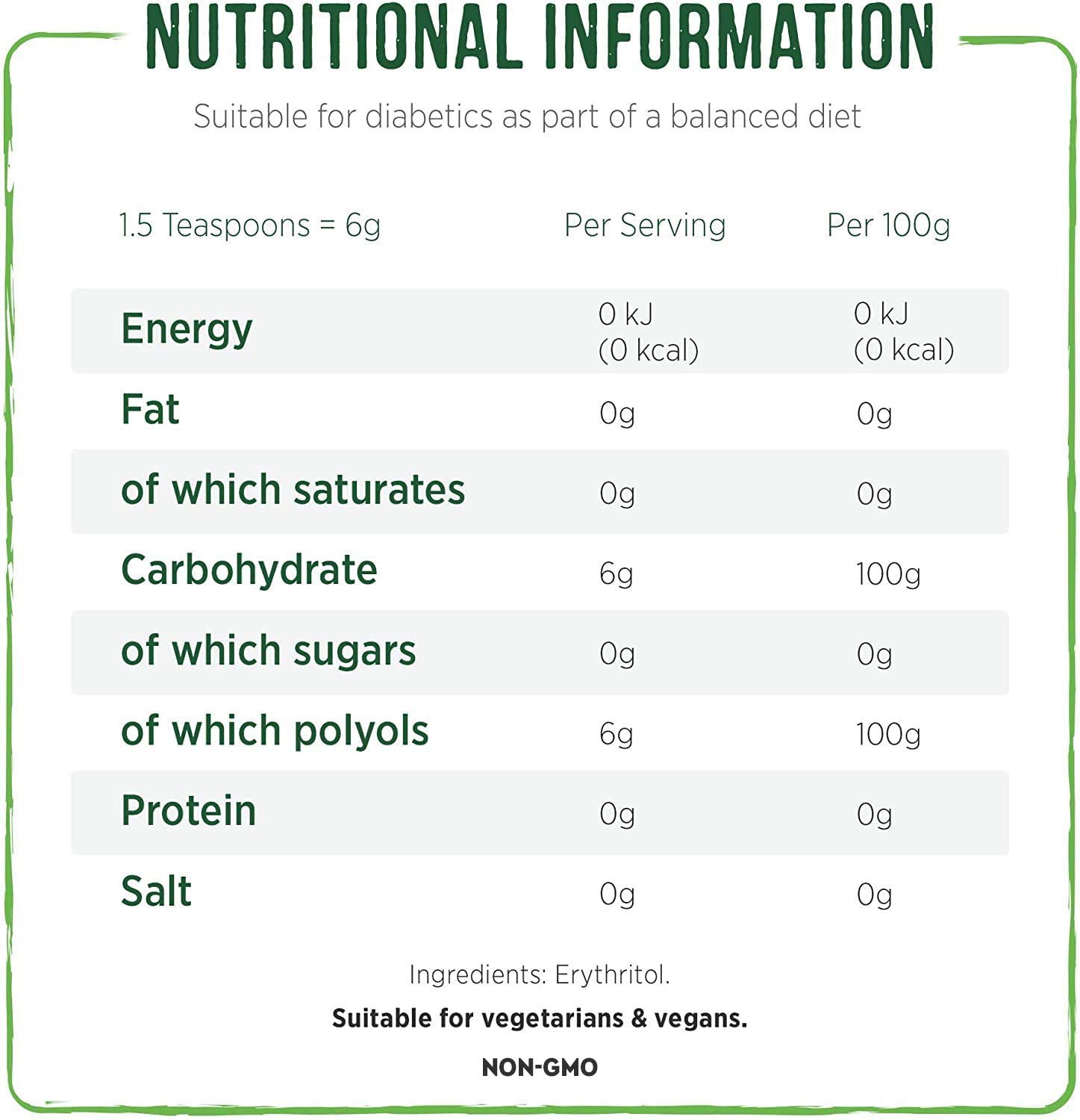 Pure Via Erythritol 1kg, Zero Calorie & Keto Friendly Sugar Alternative