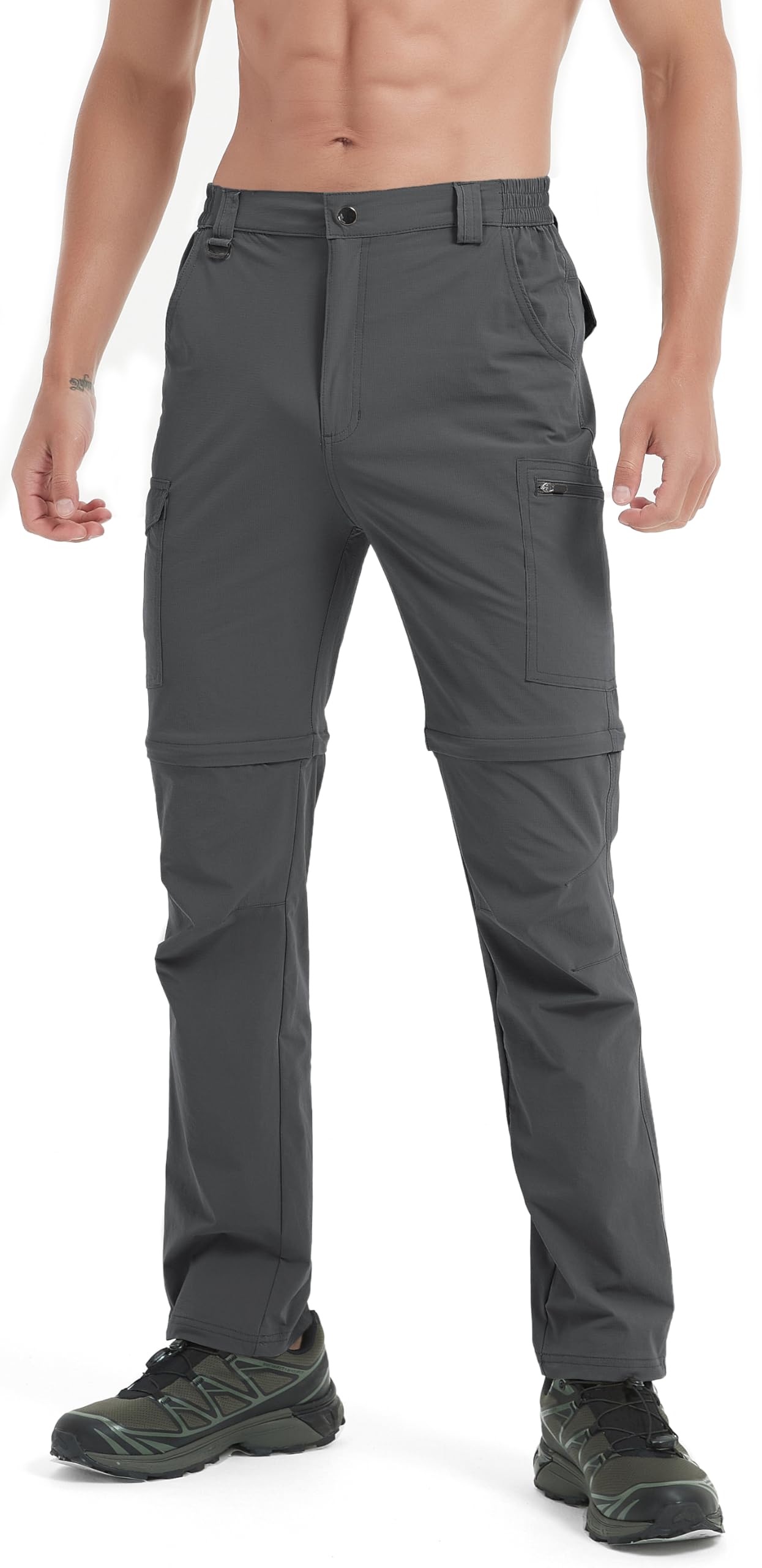 Pantalones de senderismo para hombre, convertibles, ligeros, impermeables, de secado rápido, para exteriores, pesca, viajes, safari, camping