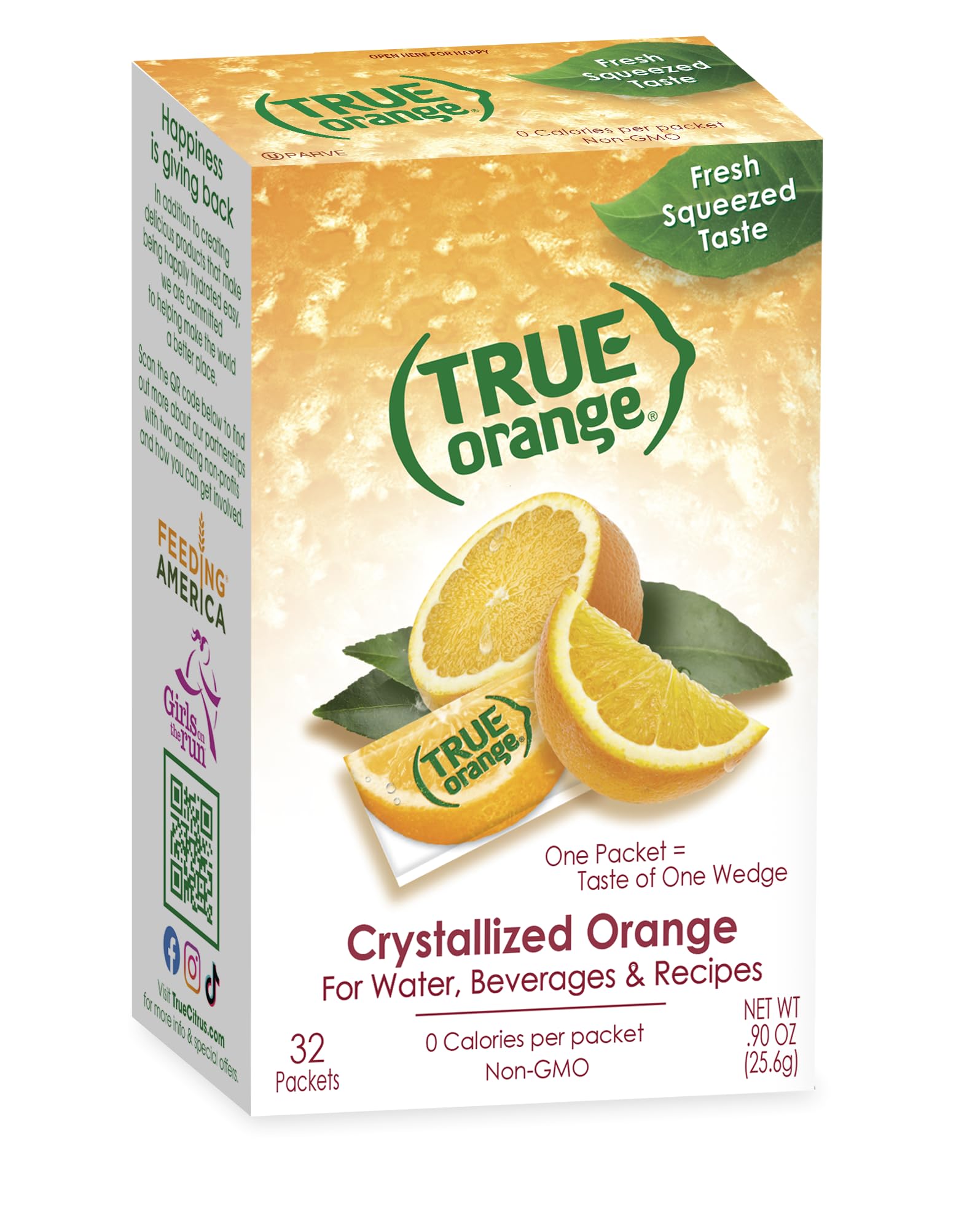 True Citrus Orange Water Enhancer, 32 Pack/Orange Wedge Substitute/Zero Calorie Water Flavoring/For Water, Baking, Cooking and More