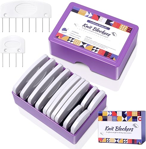 Kit de 20 bloqueadores de punto y alfileres, peines de bloqueo de punto para bloquear tejer ganchillo, costura, encaje, proyectos de costura,