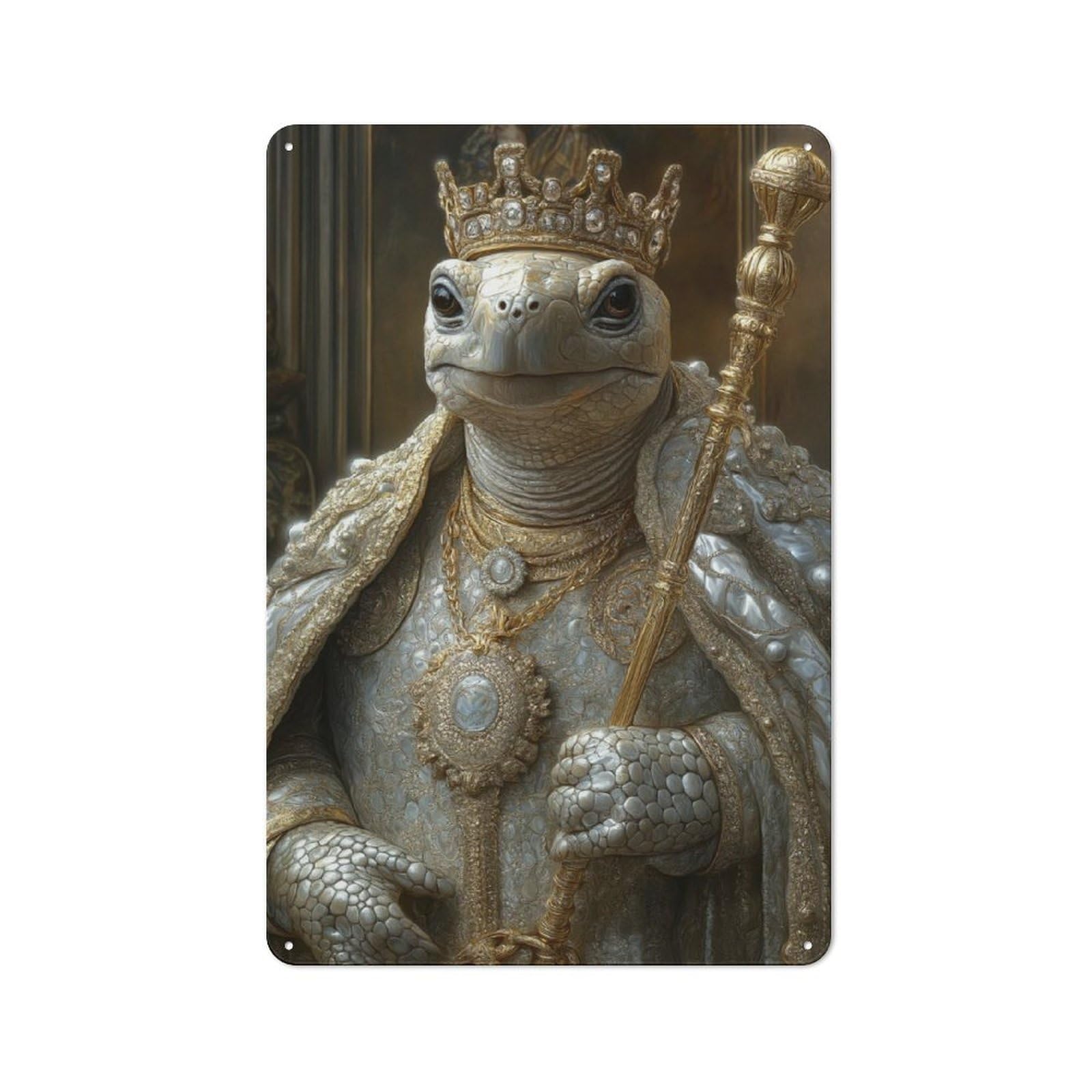 Junmoney Turtle King Animal Old Style Vintage Metal Sign 30X20cm, Bar Wall Plaque For Pub, Home Bar, Shed Or Man Cave