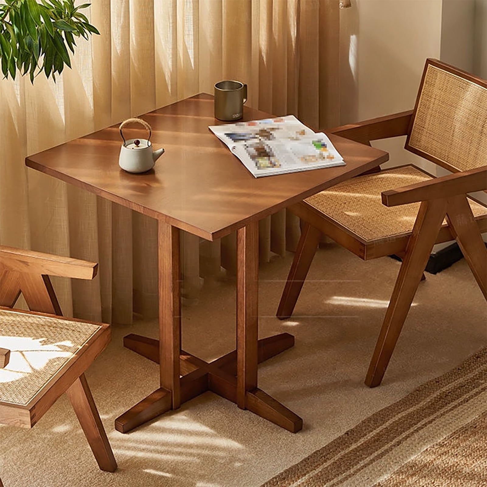Tavolo da Pranzo Quadrato, Tavolo da Cucina in Legno, Struttura Stabile, Tavolo da Riunione per Ufficio, Tavolo per la Negoziazione Della Reception, per Casa, Ufficio(70cm/27.5in)