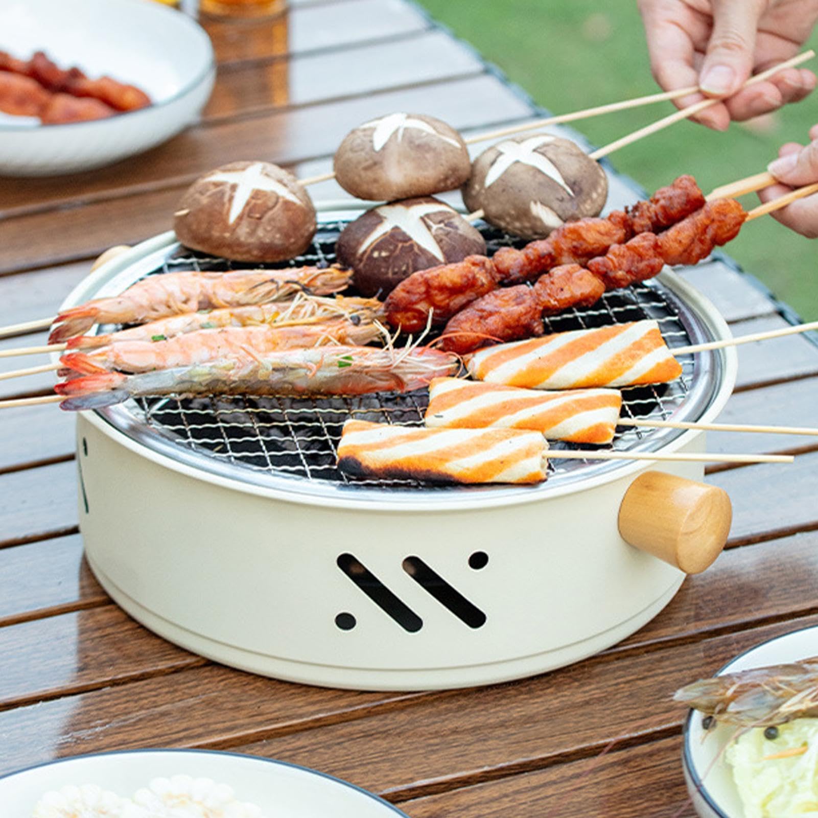 Przenośny grill na węgiel drzewny, koreański grill stołowy, bezdymny, nieprzywierający, kempingowy, do domu i ogrodu, kompaktowe naczynia do grillowania na zewnątrz, idealne na imprezy i pikniki