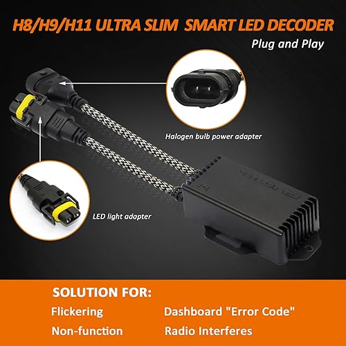 Miniatura 10 de Bestview 9005 9006 H10 Luz LED Canbus Decodificador Kits Compatibilidad Anti Parpadeo Resistor Advertencia Cancelador Paquete de 2