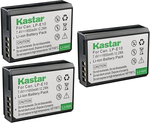Miniatura 4 de Kastar Paquete de 2 baterías LP-E10 de 7.4 V 1650 mAh de repuesto para batería Canon LP-E10 LPE10, cargador LC-E10 LC-E10N, Canon EOS Rebel T7, EOS