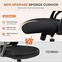 Vista 4 de Sweetcrispy Silla de escritorio para computadora de oficina, ergonómica, con respaldo alto, de malla, con ruedas y reposacabezas ajustables, cómodo