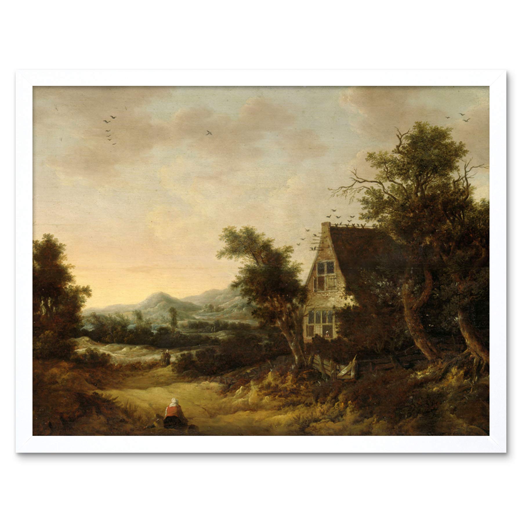 Artery8 Van Zwieten Hilly Landscape Cottage Peasant Painting Art Print Framed Poster Wall Decor 12x16 inch