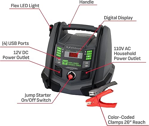 Miniatura 6 de Schumacher Electric Farm & Ranch - Arrancador de batería de coche de 1200 A y estación de energía portátil, solución 5 en 1 para baterías de 12 V,