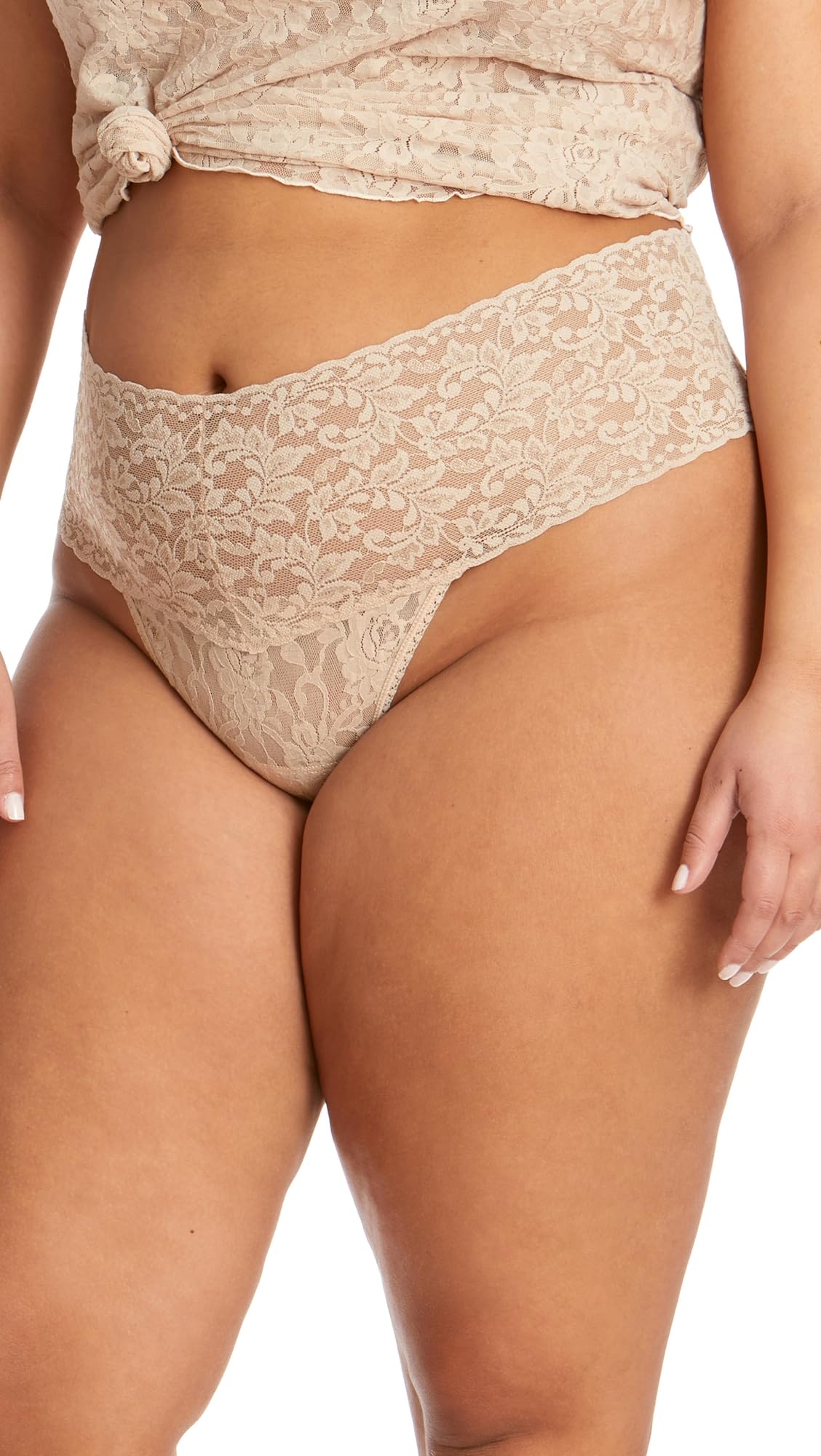 Hanky Panky Women's Plus-Size Retro Thong Panty, Chai, One Size