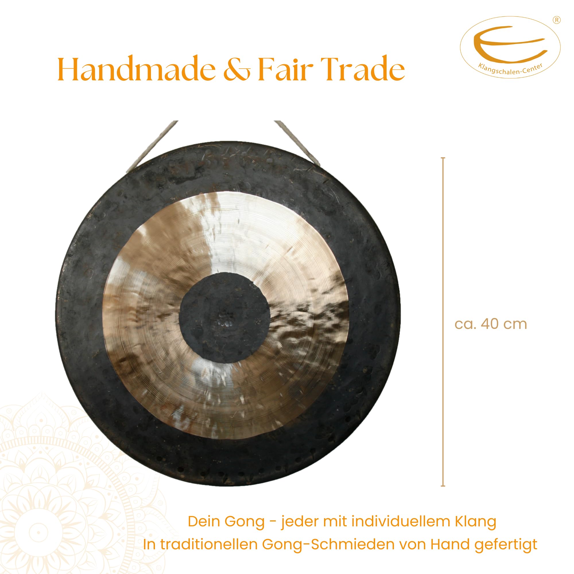 Original Tam Tam Gong, toller Klang, inklusiv Holz-/Baumwollklöppel (40cm)